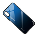 Maxbell Blue Gradient Black Tempered Glass Back Cover Phone Case for iPhone X XS - Aladdin Shoppers