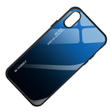 Maxbell Blue Gradient Black Tempered Glass Back Cover Phone Case for iPhone X XS - Aladdin Shoppers