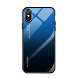 Maxbell Blue Gradient Black Tempered Glass Back Cover Phone Case for iPhone X XS - Aladdin Shoppers