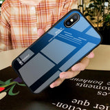 Maxbell Blue Gradient Black Tempered Glass Back Cover Phone Case for iPhone X XS - Aladdin Shoppers