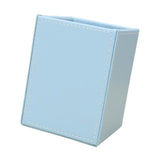 Maxbell Blue Plain Square Leather Pen Container Brush Pot Tabletop Storage Box - Aladdin Shoppers