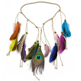 Maxbell Boho Women Indian Festival Feather Tassel Headband Hair Band Hippie Headdress Tribal Hair Rope - Aladdin Shoppers