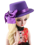 Maxbell Bowler Hat Cap Accessories for 60cm Night Lolita 1/3 BJD Doll Purple Bow