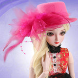 Maxbell Bowler Hat Cap Accessories for 60cm Night Lolita 1/3 BJD Doll Rosy Feather - Aladdin Shoppers