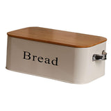 Maxbell Bread Box Modern Iron Kitchen Storage Container with Lid & Handles White S