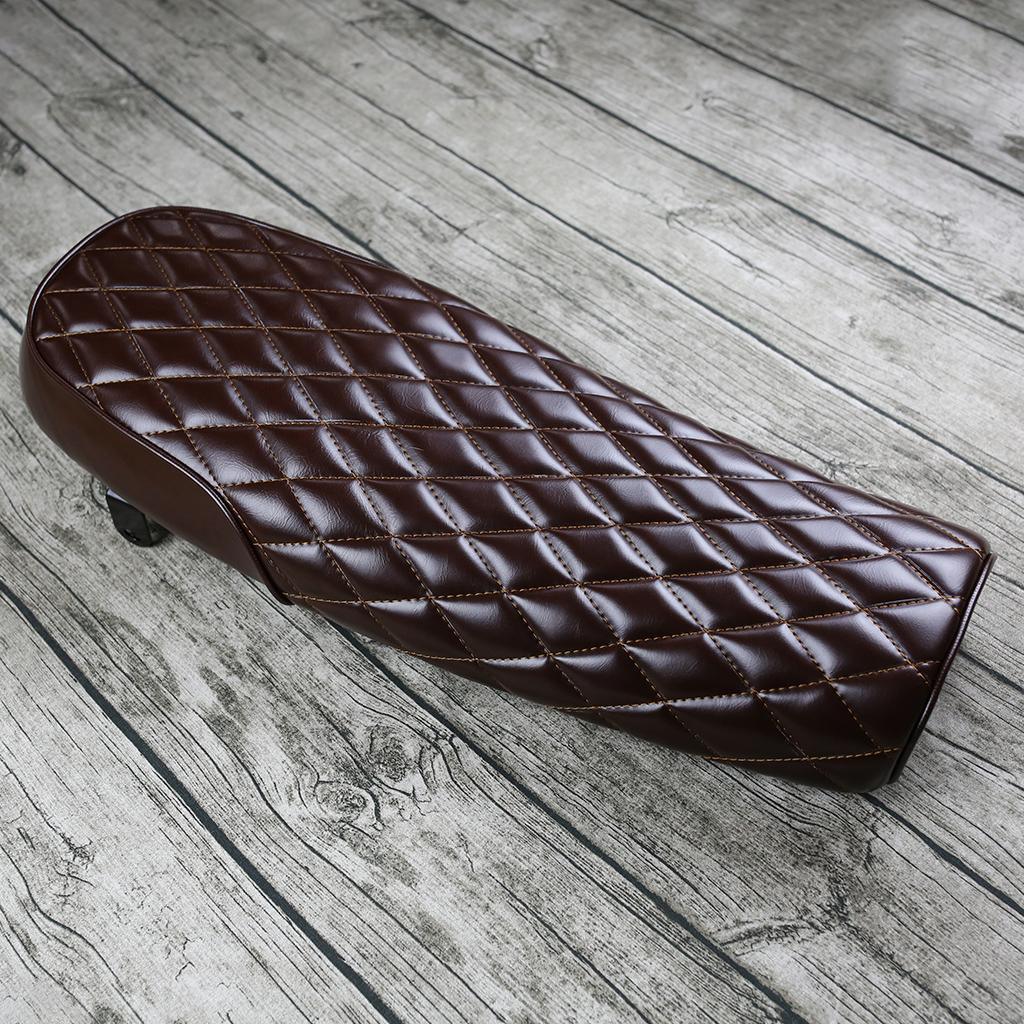 Maxbell Brown Leather Motorcycle Cafe Racer Seat Flat Saddle for Vintage Street Bike - Aladdin Shoppers