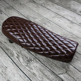 Maxbell Brown Leather Motorcycle Cafe Racer Seat Flat Saddle for Vintage Street Bike - Aladdin Shoppers
