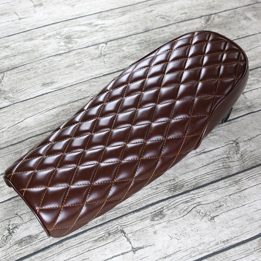 Maxbell Brown Leather Motorcycle Cafe Racer Seat Flat Saddle for Vintage Street Bike - Aladdin Shoppers