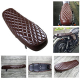 Maxbell Brown Leather Motorcycle Cafe Racer Seat Flat Saddle for Vintage Street Bike - Aladdin Shoppers