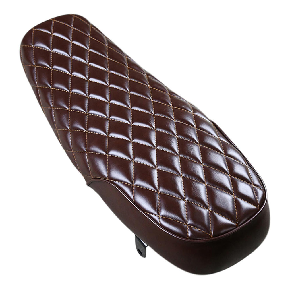 Maxbell Brown Leather Motorcycle Cafe Racer Seat Flat Saddle for Vintage Street Bike - Aladdin Shoppers