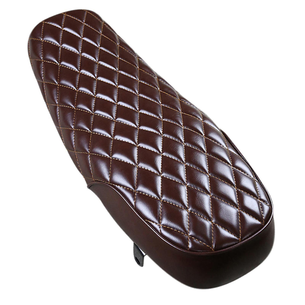 Maxbell Brown Leather Motorcycle Cafe Racer Seat Flat Saddle for Vintage Street Bike - Aladdin Shoppers