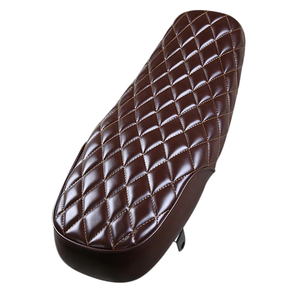 Maxbell Brown Leather Motorcycle Cafe Racer Seat Flat Saddle for Vintage Street Bike - Aladdin Shoppers