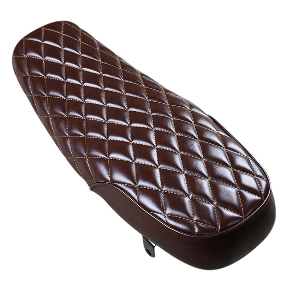 Maxbell Brown Leather Motorcycle Cafe Racer Seat Flat Saddle for Vintage Street Bike - Aladdin Shoppers