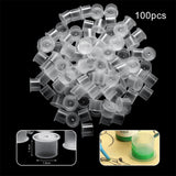 Maxbell Bulk 100 Pcs Clear Plastic Tattoo Ink Cups Caps with Flat Base Non Spill Top Hat, Large Size 15mm - Aladdin Shoppers