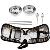 Maxbell Camping Cutlery Set Blue two-piece set (2 bowls + 2 chopsticks + 2 spoons) - Aladdin Shoppers