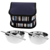 Maxbell Camping Cutlery Set Blue two-piece set (2 bowls + 2 chopsticks + 2 spoons) - Aladdin Shoppers