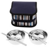 Maxbell Camping Cutlery Set Blue two-piece set (2 bowls + 2 chopsticks + 2 spoons) - Aladdin Shoppers