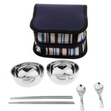 Maxbell Camping Cutlery Set Blue two-piece set (2 bowls + 2 chopsticks + 2 spoons) - Aladdin Shoppers