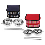 Maxbell Camping Cutlery Set Red two-piece set (2 bowls + 2 chopsticks + 2 spoons) - Aladdin Shoppers