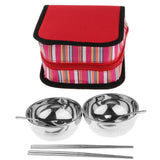 Maxbell Camping Cutlery Set Red two-piece set (2 bowls + 2 chopsticks + 2 spoons) - Aladdin Shoppers