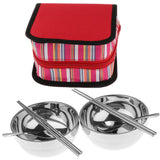 Maxbell Camping Cutlery Set Red two-piece set (2 bowls + 2 chopsticks + 2 spoons) - Aladdin Shoppers