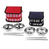 Maxbell Camping Cutlery Set Red two-piece set (2 bowls + 2 chopsticks + 2 spoons) - Aladdin Shoppers