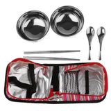 Maxbell Camping Cutlery Set Red two-piece set (2 bowls + 2 chopsticks + 2 spoons) - Aladdin Shoppers