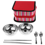 Maxbell Camping Cutlery Set Red two-piece set (2 bowls + 2 chopsticks + 2 spoons) - Aladdin Shoppers