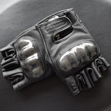 Maxbell Carbon Fiber Motorcycle Half Finger Gloves Motorbike Ride Fingerless XL - Aladdin Shoppers