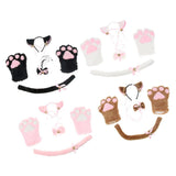 Maxbell Cat Cosplay Set Plush Gloves Kitten Ear Tail Collar Paws Party Costume Black - Aladdin Shoppers