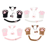 Maxbell Cat Cosplay Set Plush Gloves Kitten Ear Tail Collar Paws Party Costume Black - Aladdin Shoppers