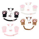 Maxbell Cat Cosplay Set Plush Gloves Kitten Ear Tail Collar Paws Party Costume Black - Aladdin Shoppers