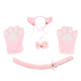 Maxbell Cat Cosplay Set Plush Gloves Kitten Ear Tail Collar Paws Party Costume Pink - Aladdin Shoppers