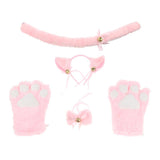 Maxbell Cat Cosplay Set Plush Gloves Kitten Ear Tail Collar Paws Party Costume Pink - Aladdin Shoppers