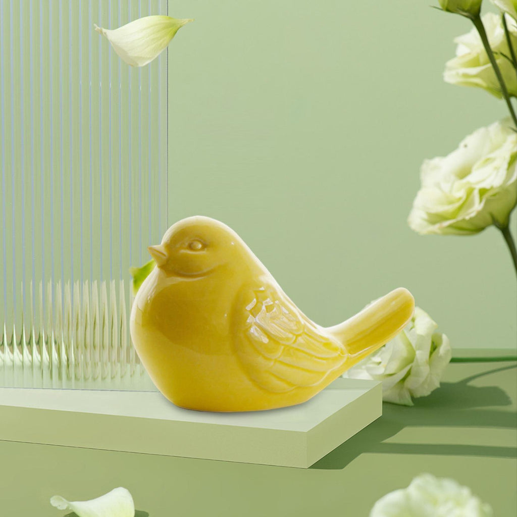 Maxbell Ceramic Bird Shaped Ornament Statue Figurine Photo Props Home Decor -Yellow - Aladdin Shoppers