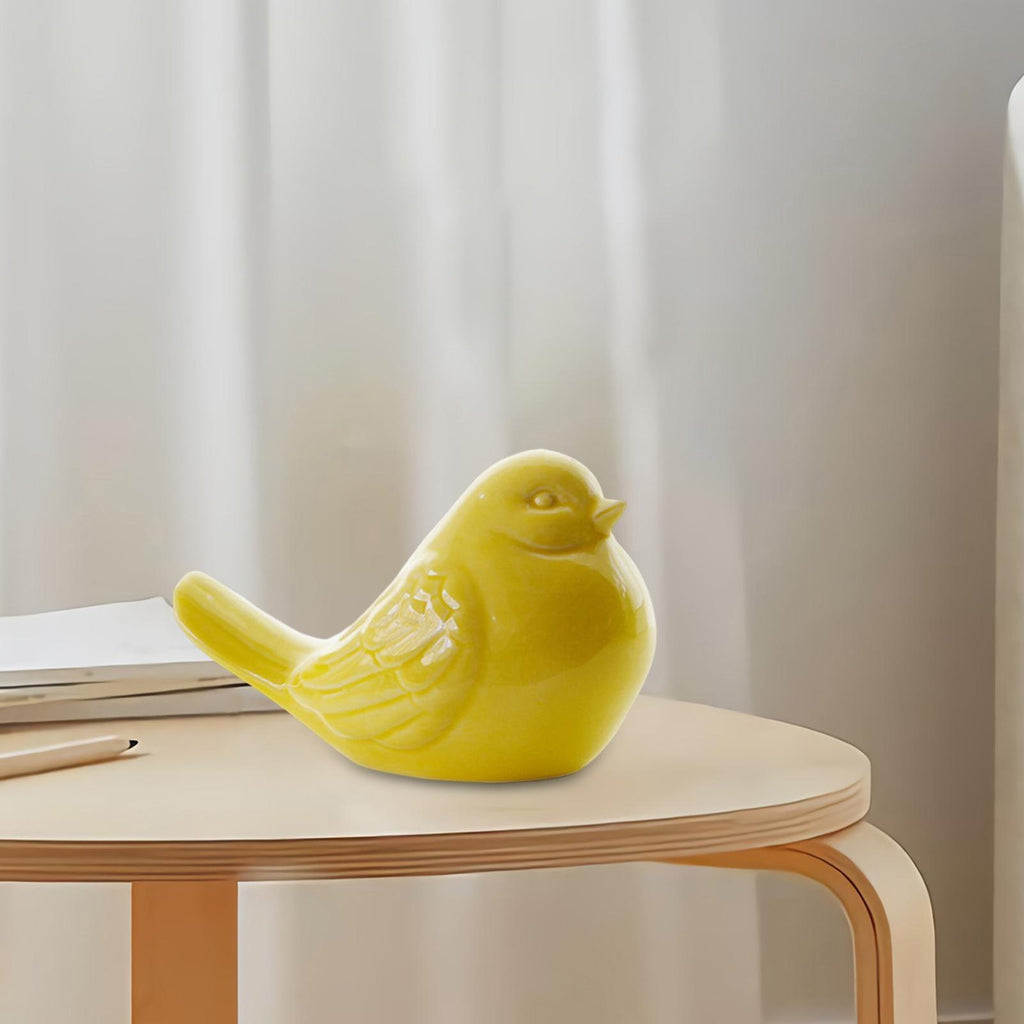 Maxbell Ceramic Bird Shaped Ornament Statue Figurine Photo Props Home Decor -Yellow - Aladdin Shoppers