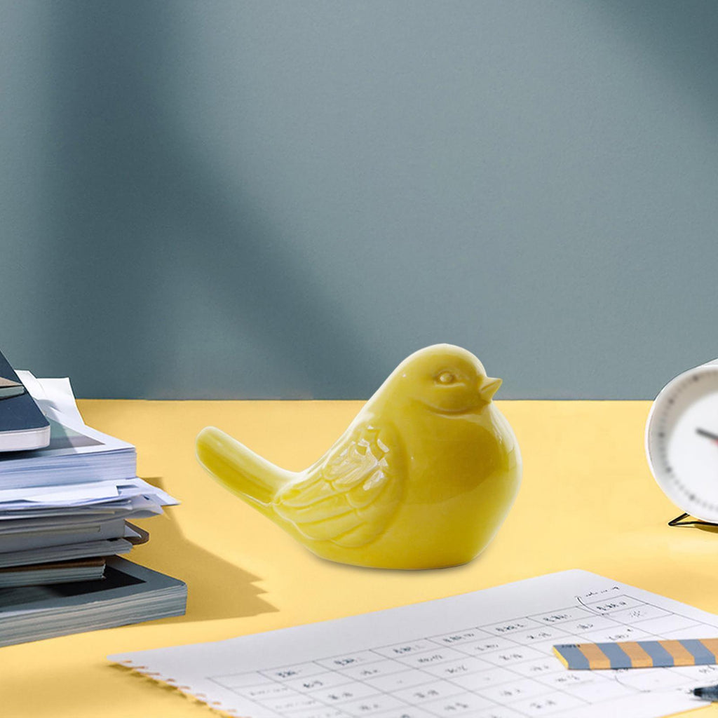 Maxbell Ceramic Bird Shaped Ornament Statue Figurine Photo Props Home Decor -Yellow - Aladdin Shoppers
