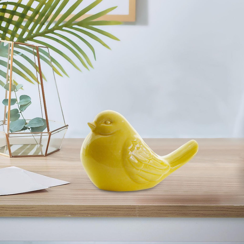 Maxbell Ceramic Bird Shaped Ornament Statue Figurine Photo Props Home Decor -Yellow - Aladdin Shoppers
