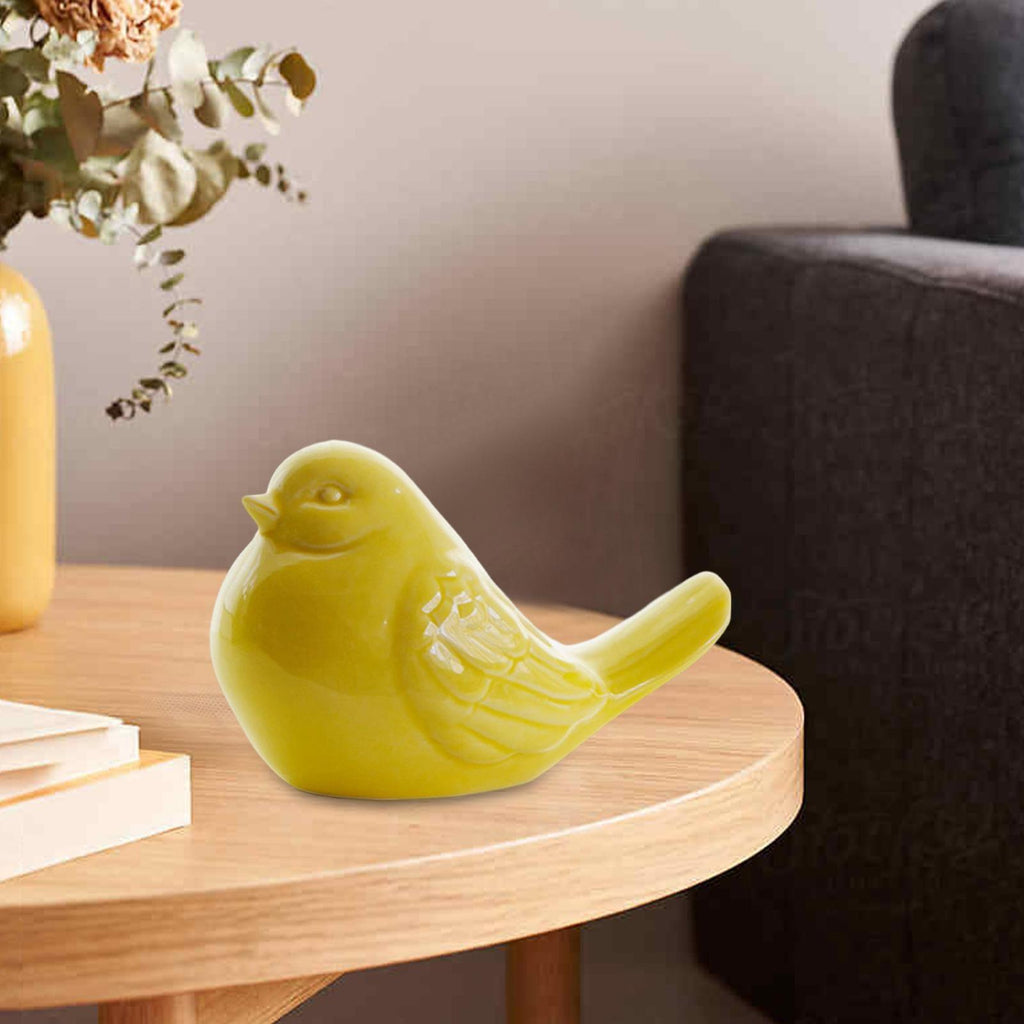 Maxbell Ceramic Bird Shaped Ornament Statue Figurine Photo Props Home Decor -Yellow - Aladdin Shoppers