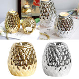 Maxbell Ceramic Candle Holder Pineapple Shaped Candleholder Ornament Golden S - Aladdin Shoppers