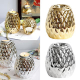 Maxbell Ceramic Candle Holder Pineapple Shaped Candleholder Ornament Golden S - Aladdin Shoppers
