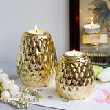 Maxbell Ceramic Candle Holder Pineapple Shaped Candleholder Ornament Golden S - Aladdin Shoppers