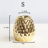 Maxbell Ceramic Candle Holder Pineapple Shaped Candleholder Ornament Golden S - Aladdin Shoppers