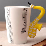 Maxbell Ceramic Cup Coffee Mug Instrument Mug Creative Gift Yellow Saxophone Stave - Aladdin Shoppers