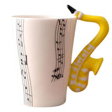 Maxbell Ceramic Cup Coffee Mug Instrument Mug Creative Gift Yellow Saxophone Stave - Aladdin Shoppers