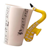Maxbell Ceramic Cup Coffee Mug Instrument Mug Creative Gift Yellow Saxophone Stave - Aladdin Shoppers