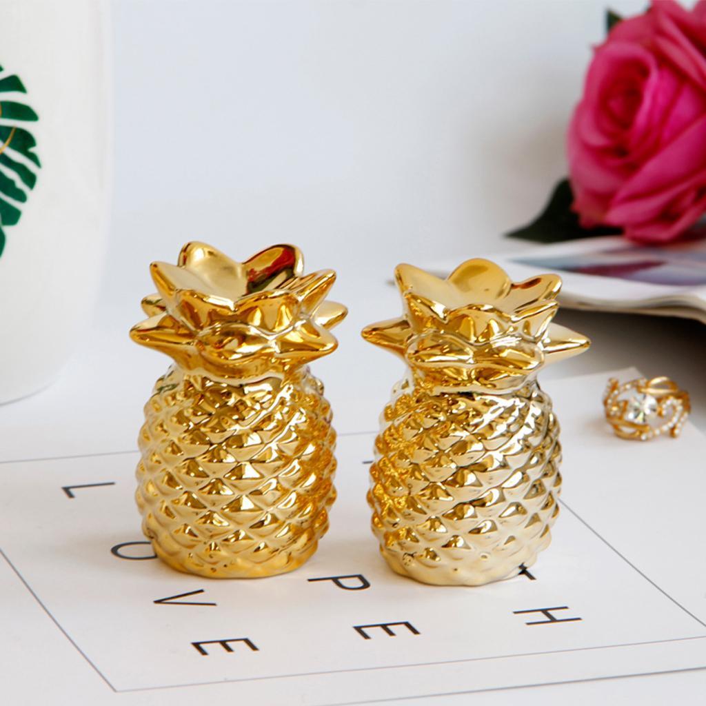 Maxbell Ceramic Cute Animal Fruit Figurine Golden Color Home Decoration Pineapple - Aladdin Shoppers