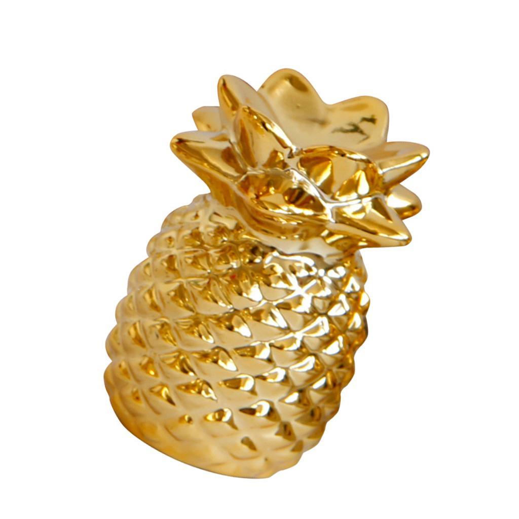 Maxbell Ceramic Cute Animal Fruit Figurine Golden Color Home Decoration Pineapple - Aladdin Shoppers
