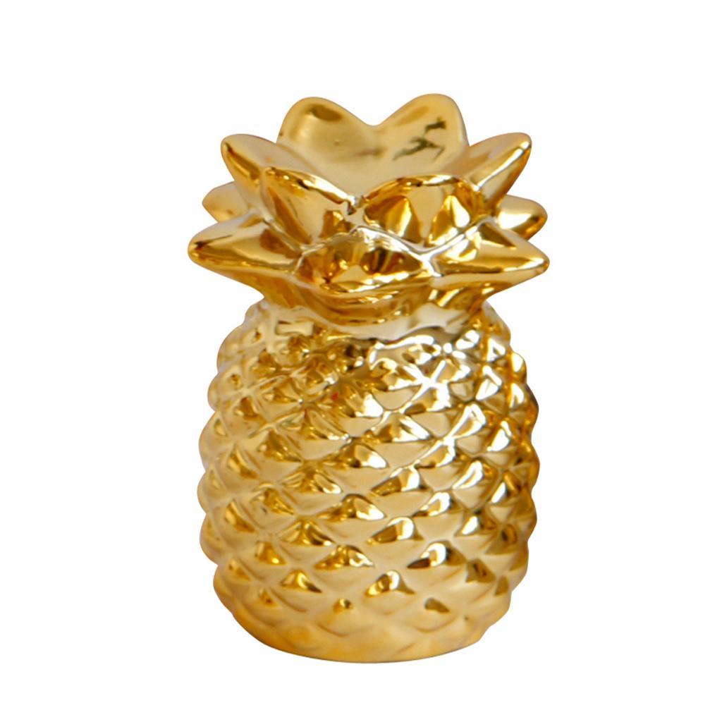 Maxbell Ceramic Cute Animal Fruit Figurine Golden Color Home Decoration Pineapple - Aladdin Shoppers