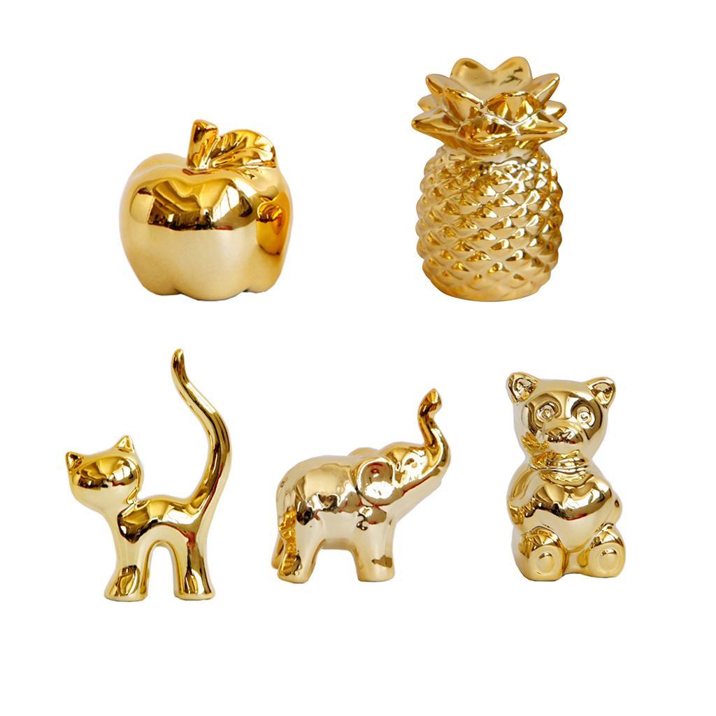 Maxbell Ceramic Cute Animal Fruit Figurine Golden Color Home Decoration Pineapple - Aladdin Shoppers